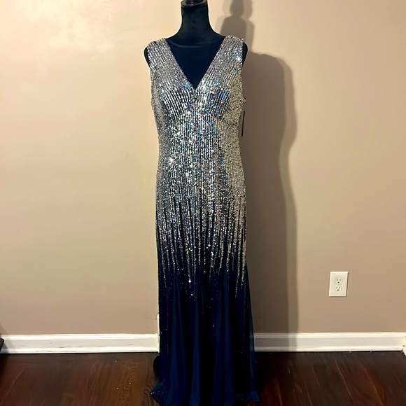 sequins silver and navy blue dress - Picture 1 of 7